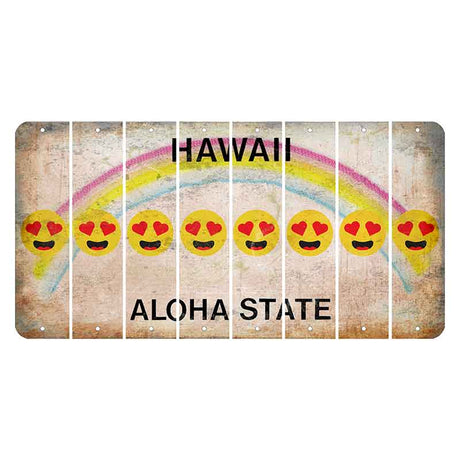Hawaii Rainbow Cut License Plate Strips (Set of 8) Emoji - Heart Eyes