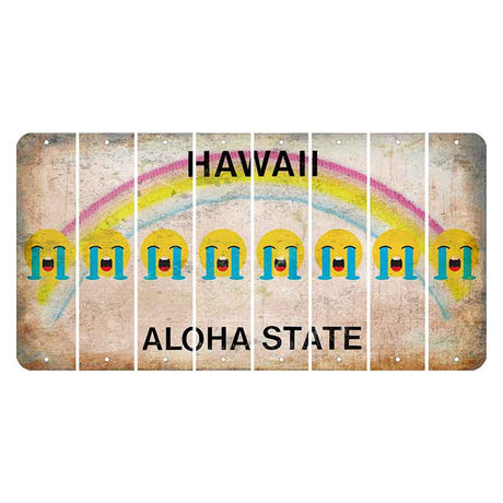 Hawaii Rainbow Cut License Plate Strips (Set of 8) Emoji - Crying