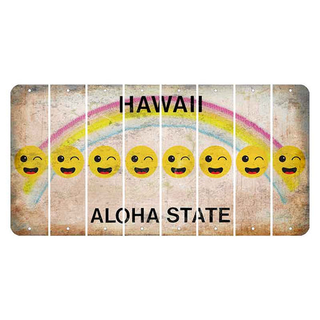 Hawaii Rainbow Cut License Plate Strips (Set of 8) Emoji - Winking
