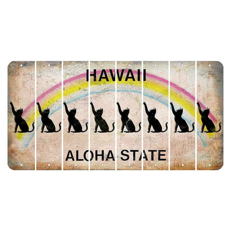 Hawaii Rainbow Cut License Plate Strips (Set of 8) Cat