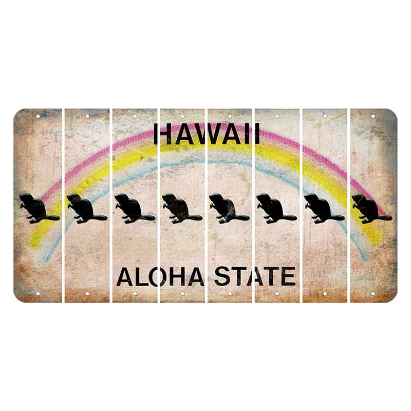 Hawaii Rainbow Cut License Plate Strips (Set of 8) Beaver