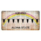 Hawaii Rainbow Cut License Plate Strips (Set of 8) Cow Skull