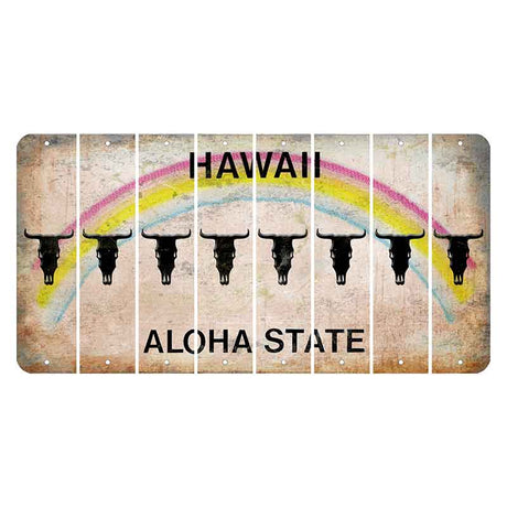 Hawaii Rainbow Cut License Plate Strips (Set of 8) Cow Skull