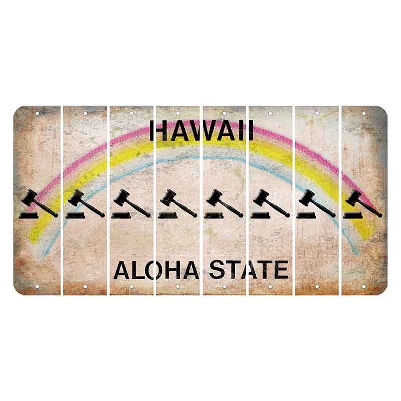 Hawaii Rainbow Cut License Plate Strips (Set of 8) Gavel