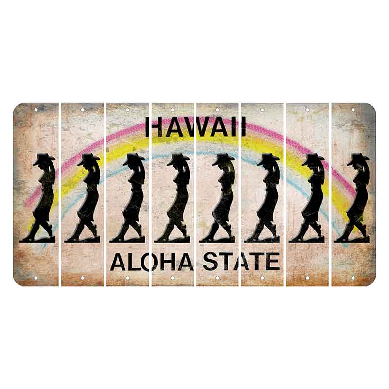 Hawaii Rainbow Cut License Plate Strips (Set of 8) Cowgirl - Leaning