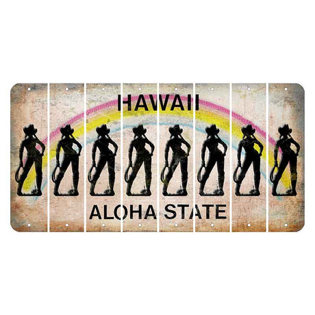 Hawaii Rainbow Cut License Plate Strips (Set of 8) Cowgirl