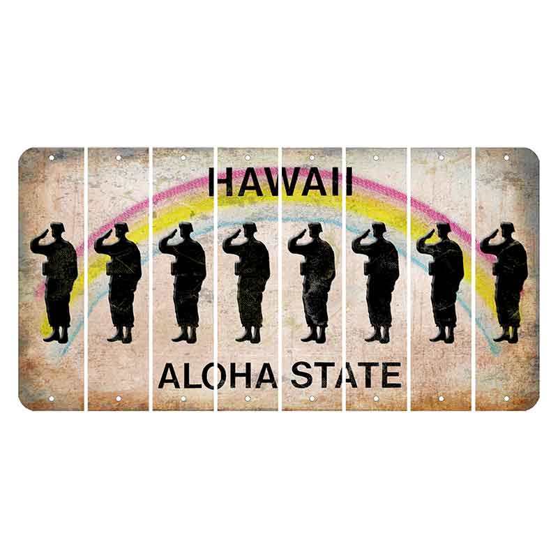 Hawaii Rainbow Cut License Plate Strips (Set of 8) Soldier - Running