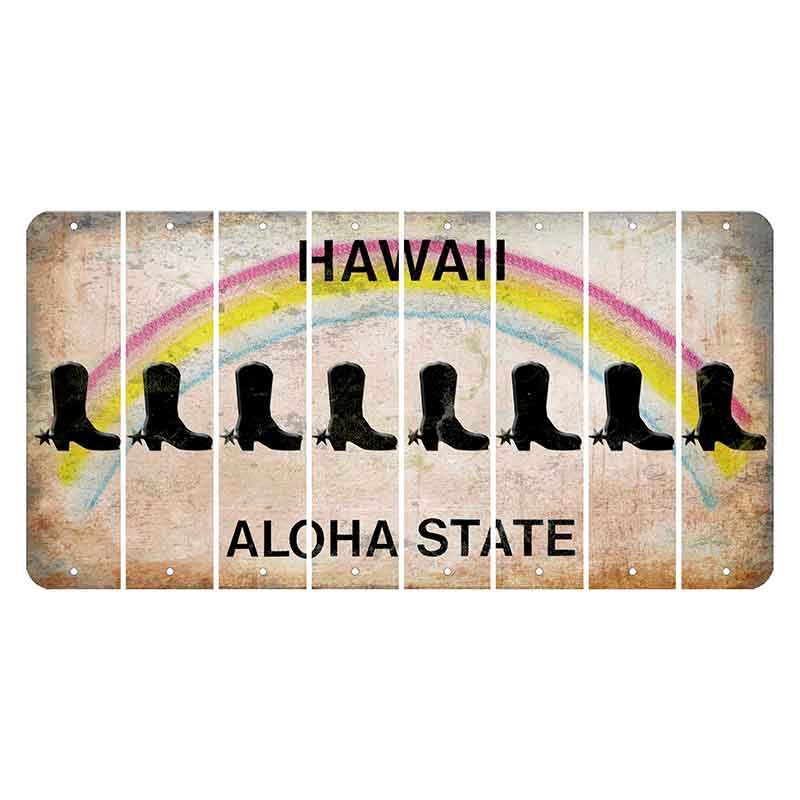 Hawaii Rainbow Cut License Plate Strips (Set of 8) Cowboy Boot