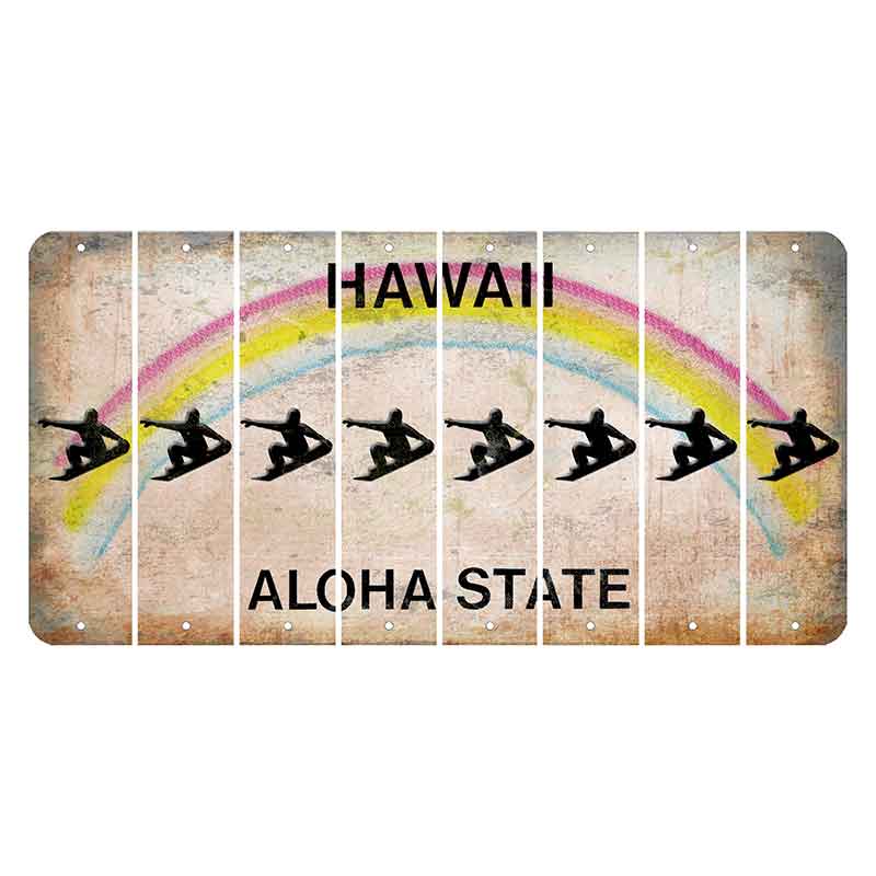 Hawaii Rainbow Cut License Plate Strips (Set of 8) Smiley Face
