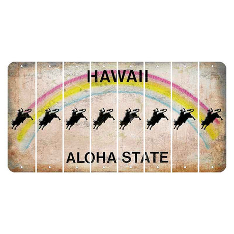 Hawaii Rainbow Cut License Plate Strips (Set of 8) Bull Rider