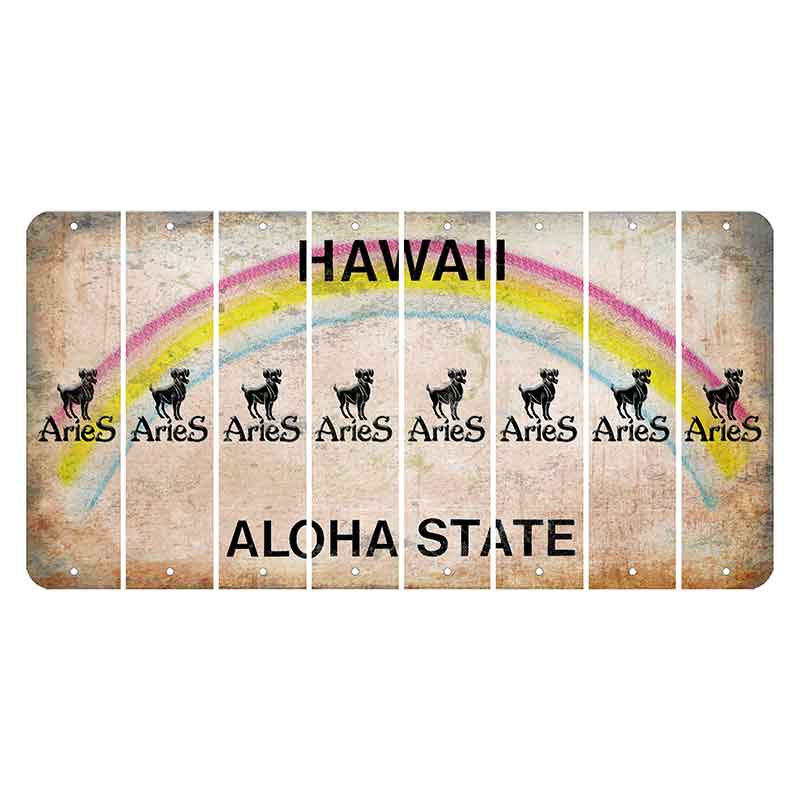 Hawaii Rainbow Cut License Plate Strips (Set of 8) Zodiac Sign - Aquarius