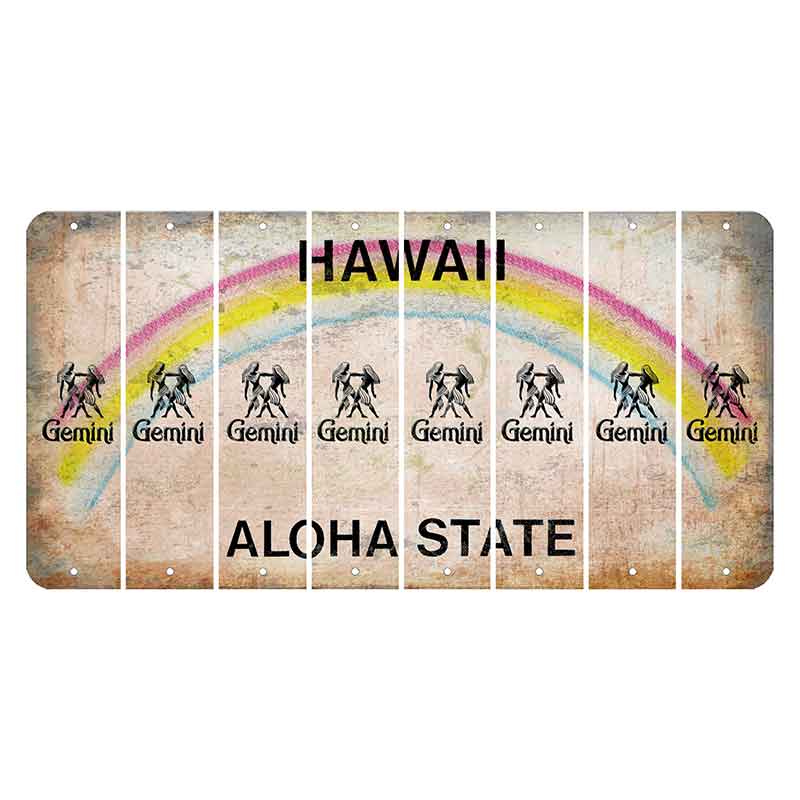 Hawaii Rainbow Cut License Plate Strips (Set of 8) Zodiac Sign - Capricorn