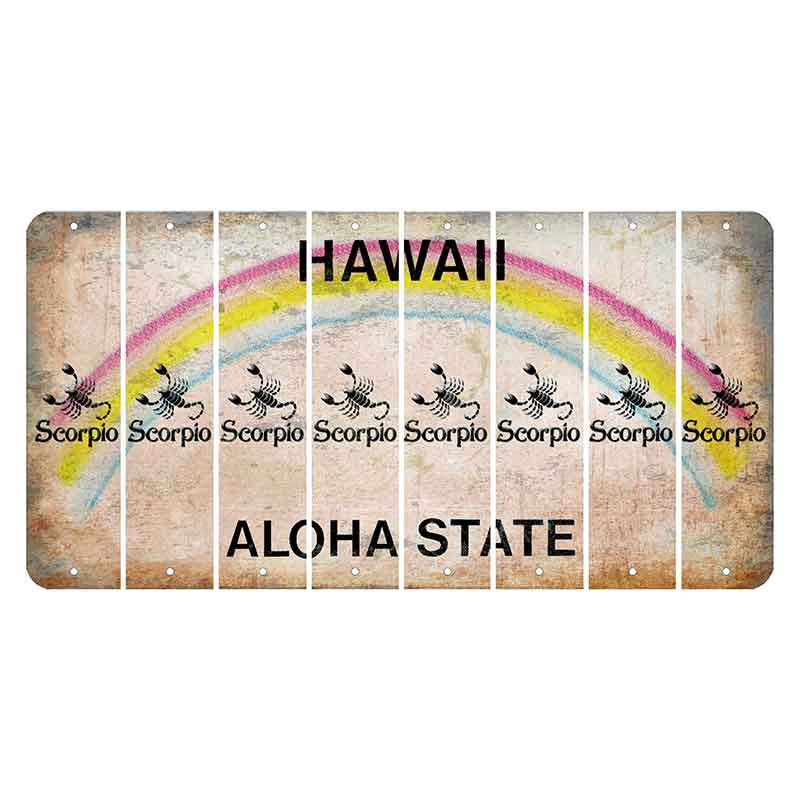 Hawaii Rainbow Cut License Plate Strips (Set of 8) Zodiac Sign - Sagittarius