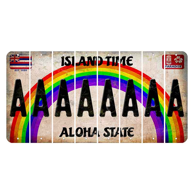 Hawaii Rainbow Island Time Cut License Plate Strips (Set of 8) A