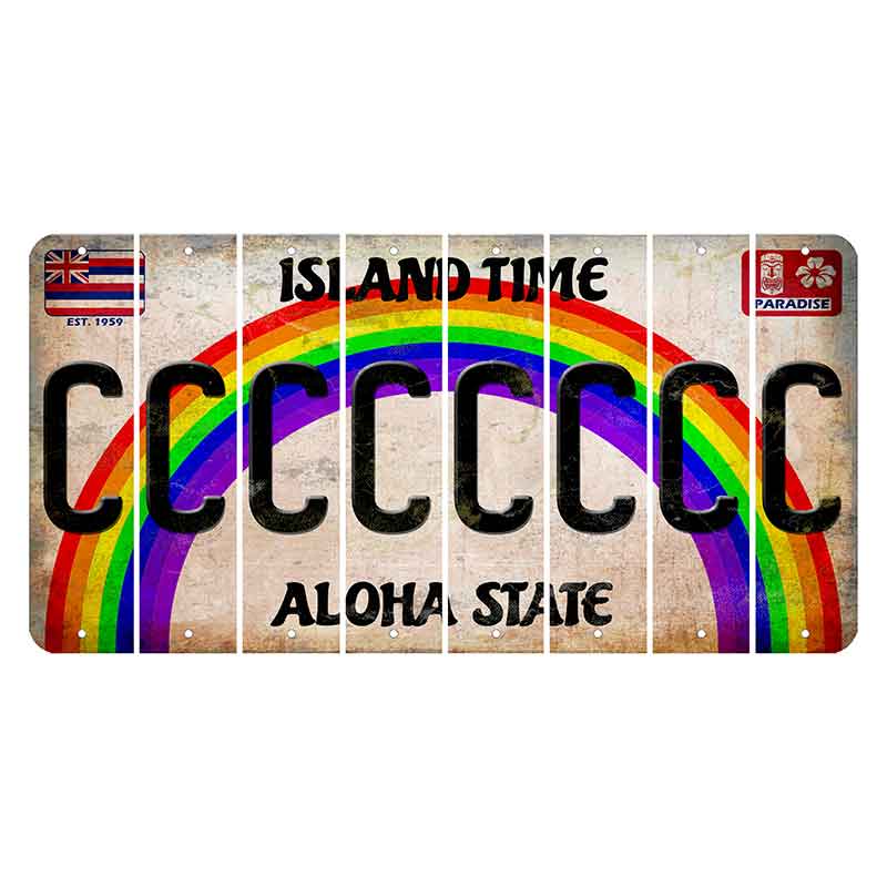 Hawaii Rainbow Island Time Cut License Plate Strips (Set of 8) C