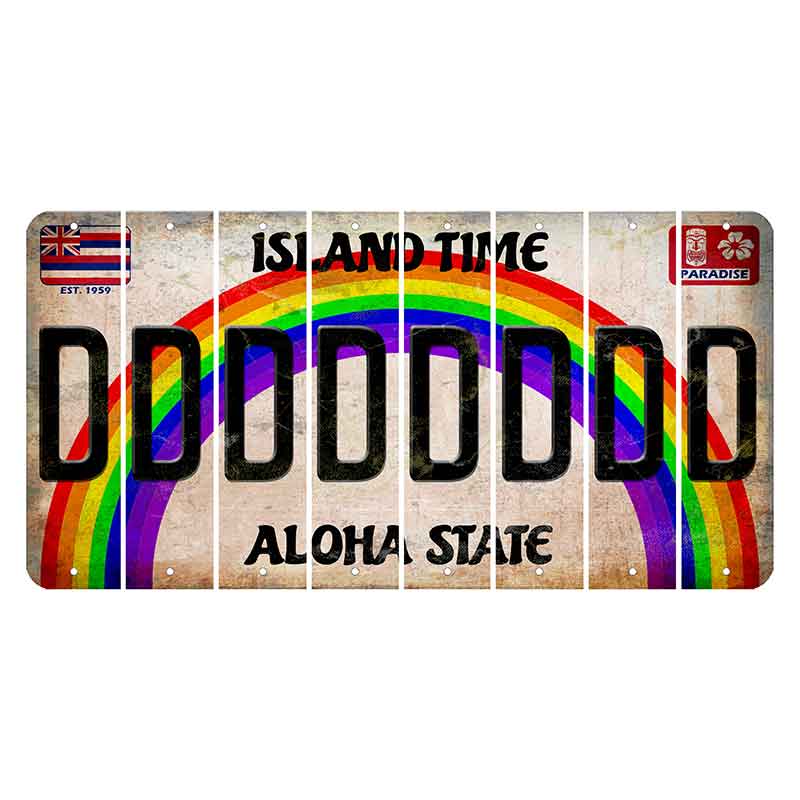 Hawaii Rainbow Island Time Cut License Plate Strips (Set of 8) D