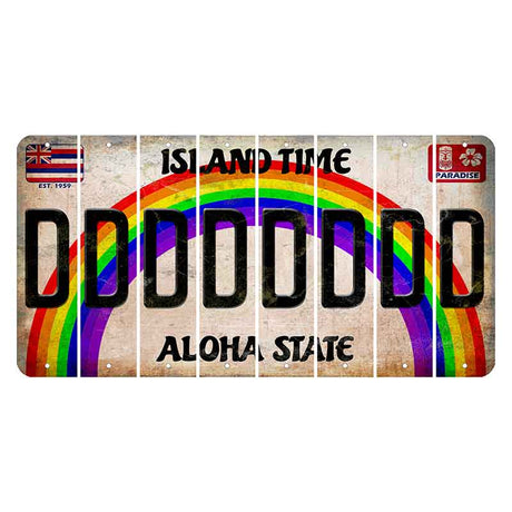 Hawaii Rainbow Island Time Cut License Plate Strips (Set of 8) D