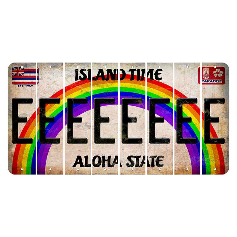 Hawaii Rainbow Island Time Cut License Plate Strips (Set of 8) E