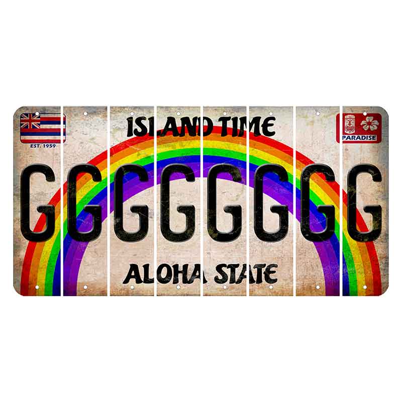 Hawaii Rainbow Island Time Cut License Plate Strips (Set of 8) G
