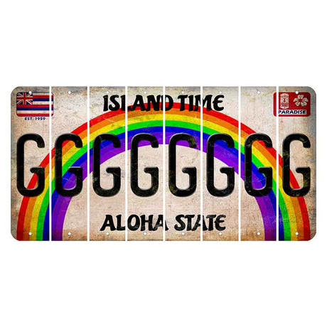 Hawaii Rainbow Island Time Cut License Plate Strips (Set of 8) G