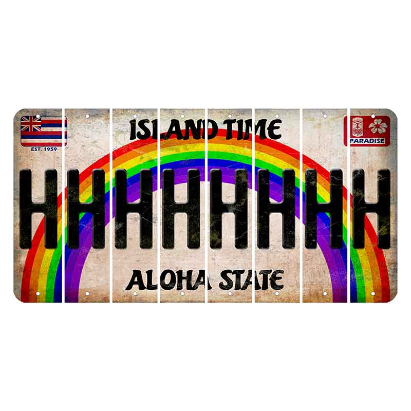 Hawaii Rainbow Island Time Cut License Plate Strips (Set of 8) H