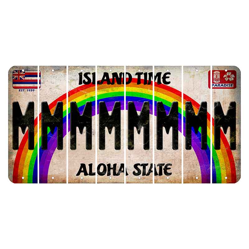 Hawaii Rainbow Island Time Cut License Plate Strips (Set of 8) M