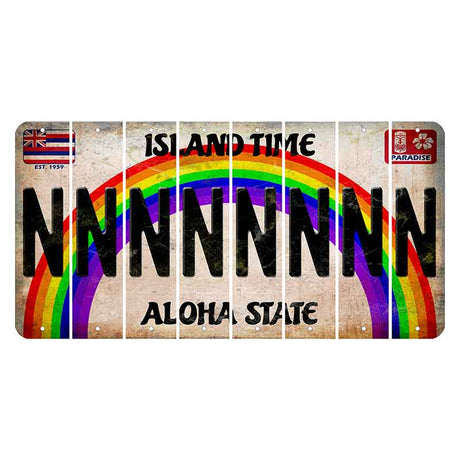 Hawaii Rainbow Island Time Cut License Plate Strips (Set of 8) N