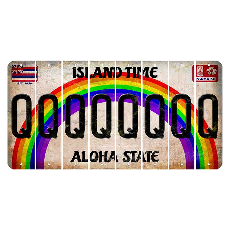 Hawaii Rainbow Island Time Cut License Plate Strips (Set of 8) Q