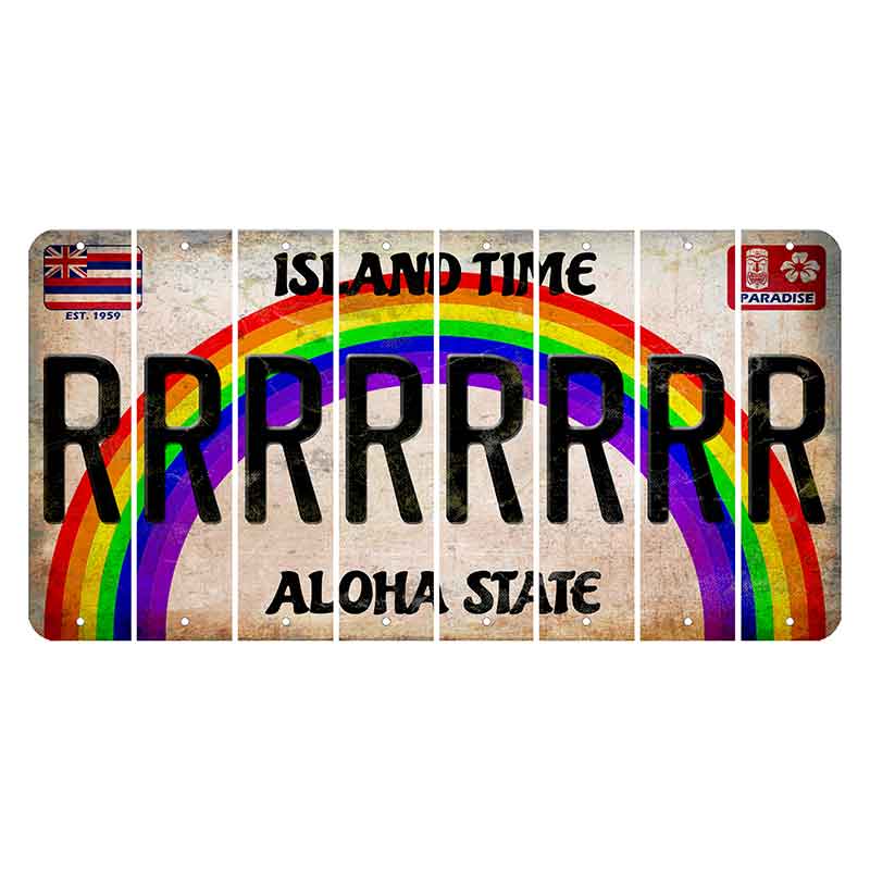 Hawaii Rainbow Island Time Cut License Plate Strips (Set of 8) R