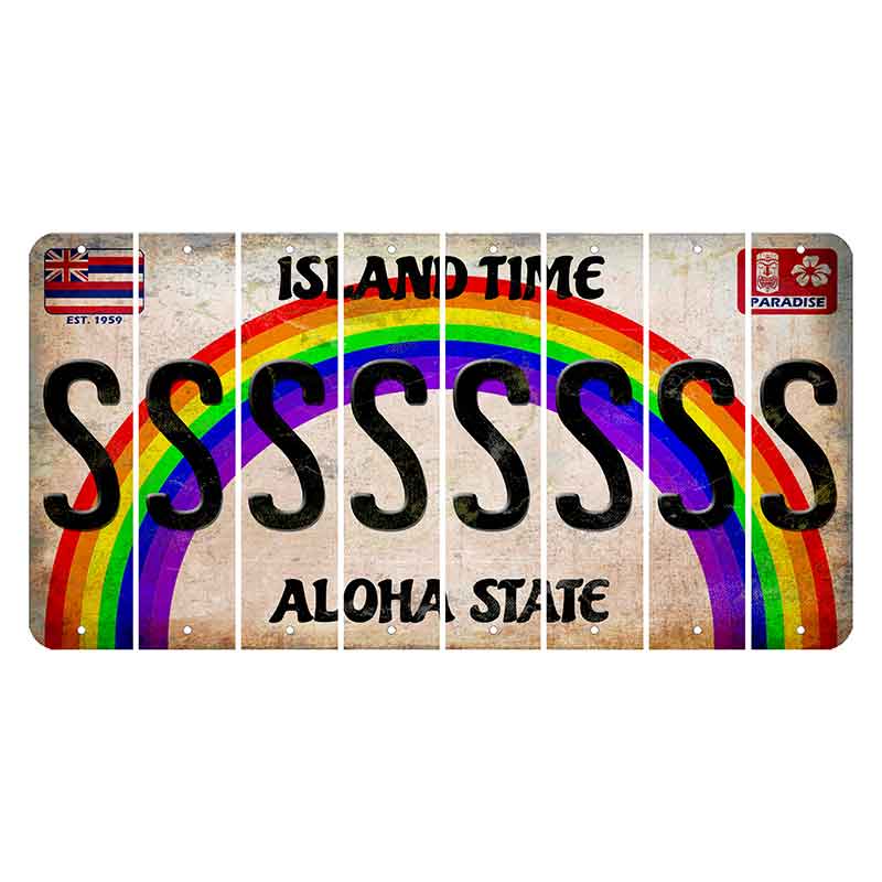 Hawaii Rainbow Island Time Cut License Plate Strips (Set of 8) S