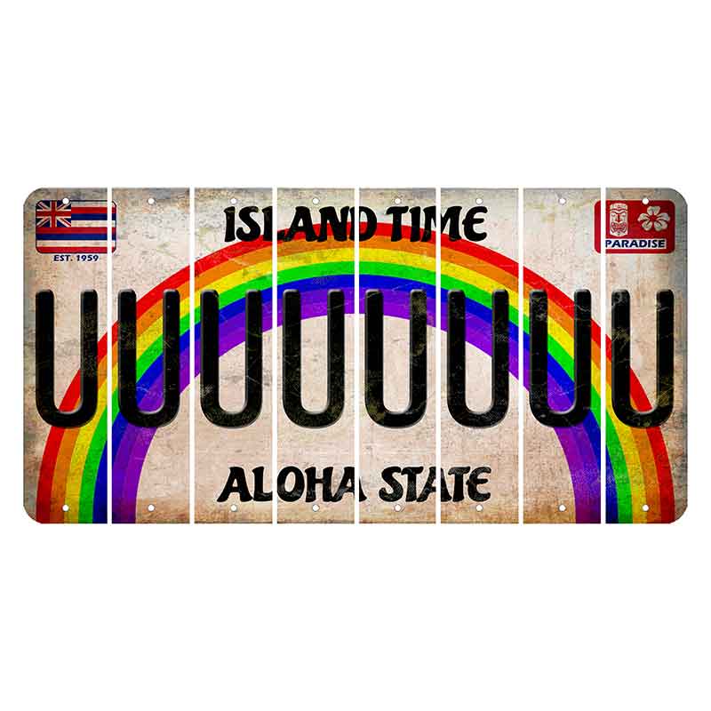Hawaii Rainbow Island Time Cut License Plate Strips (Set of 8) U