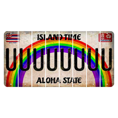 Hawaii Rainbow Island Time Cut License Plate Strips (Set of 8) U