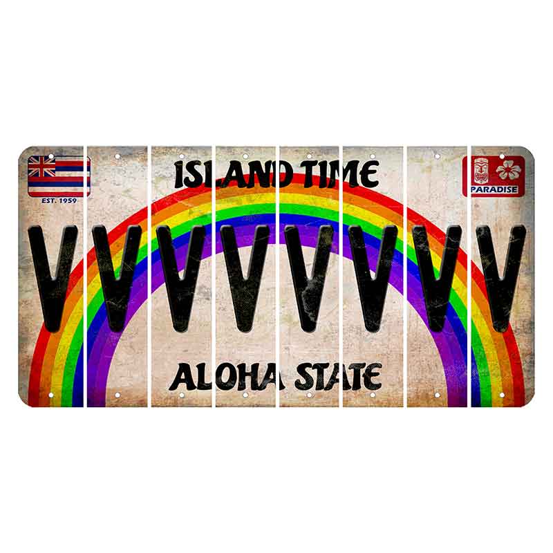 Hawaii Rainbow Island Time Cut License Plate Strips (Set of 8) V