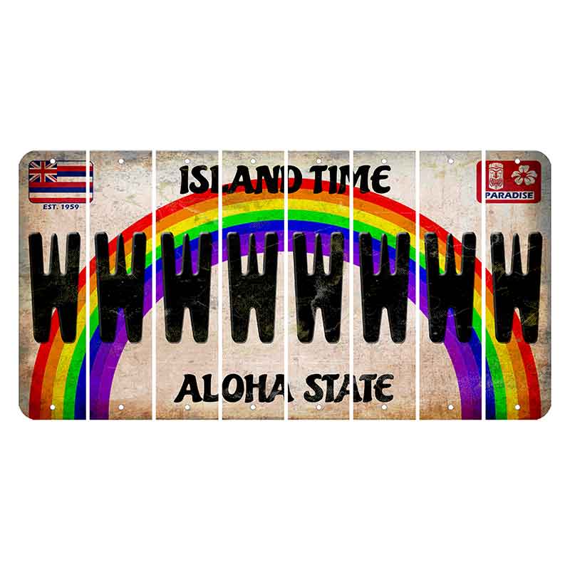 Hawaii Rainbow Island Time Cut License Plate Strips (Set of 8) W