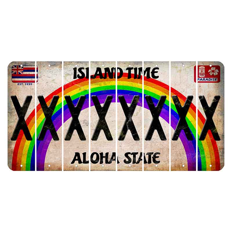 Hawaii Rainbow Island Time Cut License Plate Strips (Set of 8) X