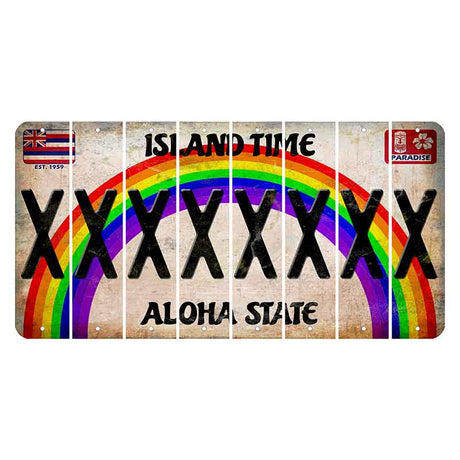 Hawaii Rainbow Island Time Cut License Plate Strips (Set of 8) X