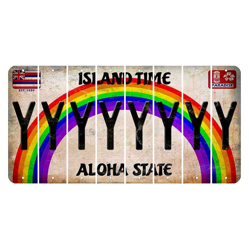 Hawaii Rainbow Island Time Cut License Plate Strips (Set of 8) Y