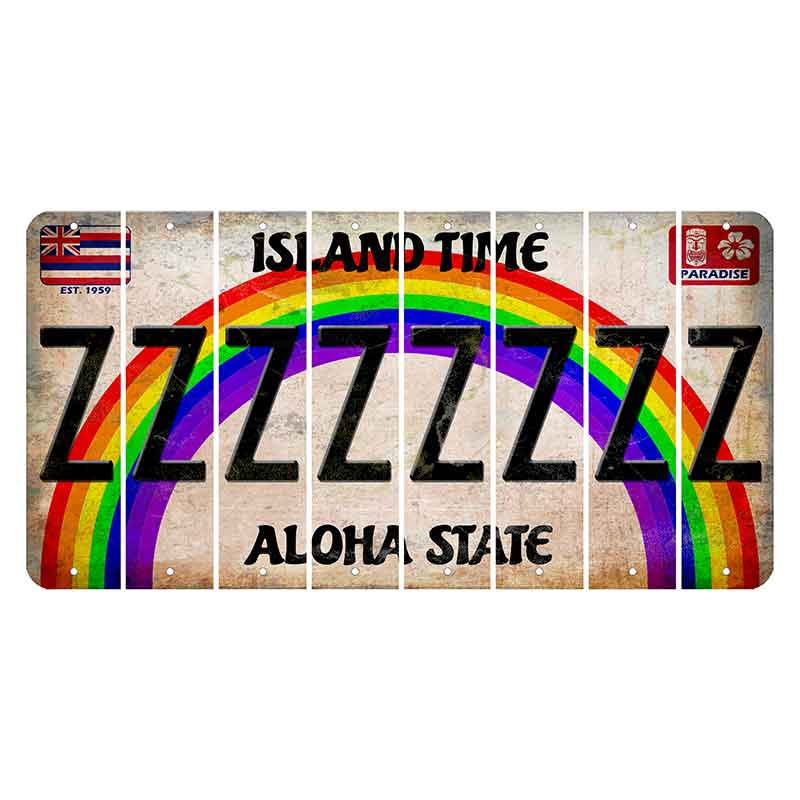 Hawaii Rainbow Island Time Cut License Plate Strips (Set of 8) Z