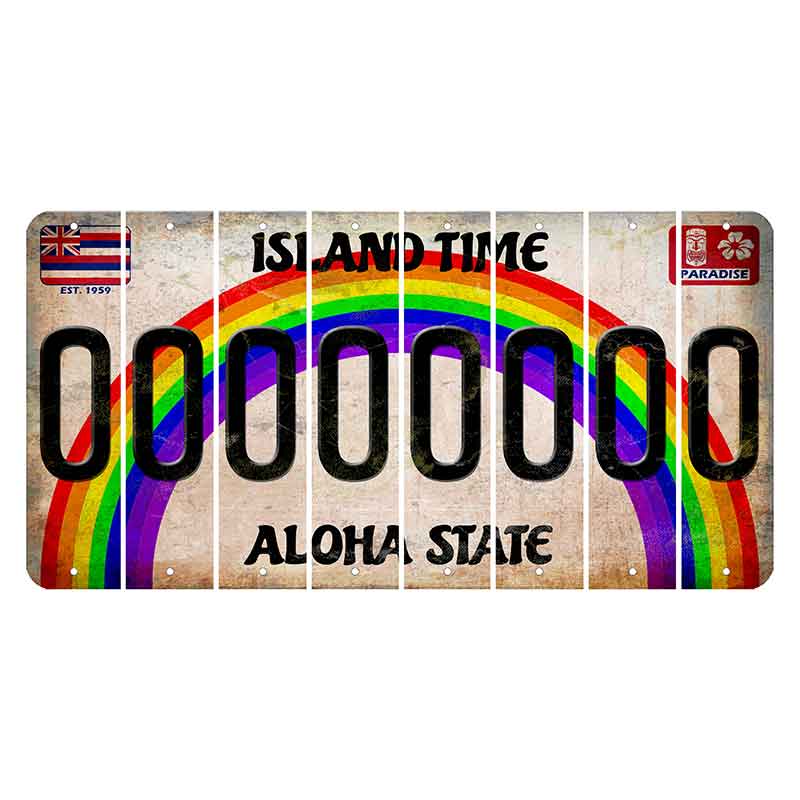 Hawaii Rainbow Island Time Cut License Plate Strips (Set of 8) 0