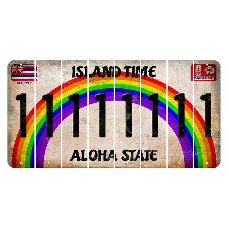 Hawaii Rainbow Island Time Cut License Plate Strips (Set of 8) 1
