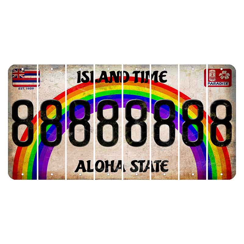 Hawaii Rainbow Island Time Cut License Plate Strips (Set of 8) 8