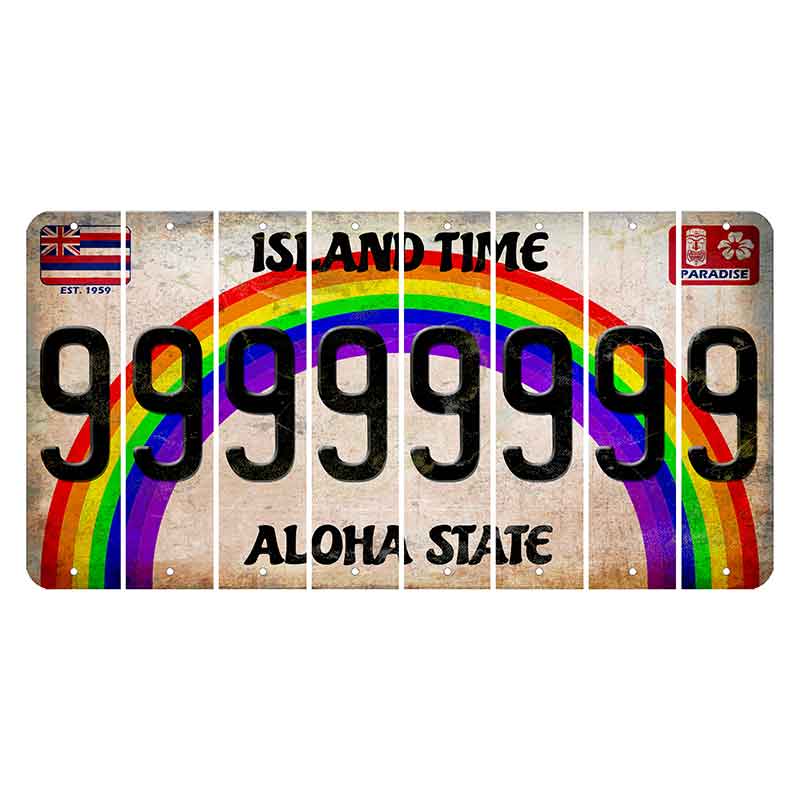 Hawaii Rainbow Island Time Cut License Plate Strips (Set of 8) 9