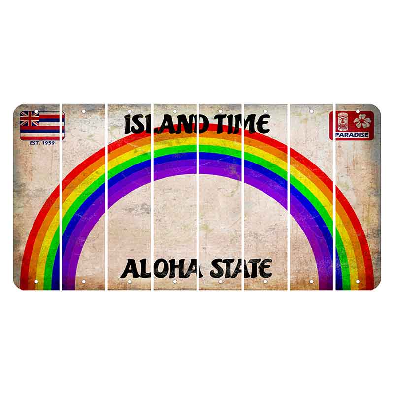 Hawaii Rainbow Island Time Cut License Plate Strips (Set of 8) Blank