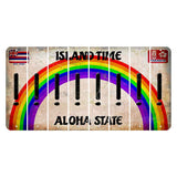 Hawaii Rainbow Island Time Cut License Plate Strips (Set of 8) Exclamation Point
