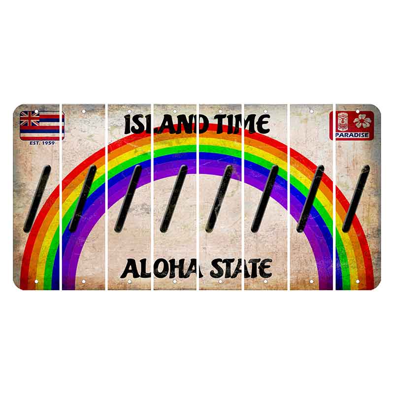 Hawaii Rainbow Island Time Cut License Plate Strips (Set of 8) Forward Slash