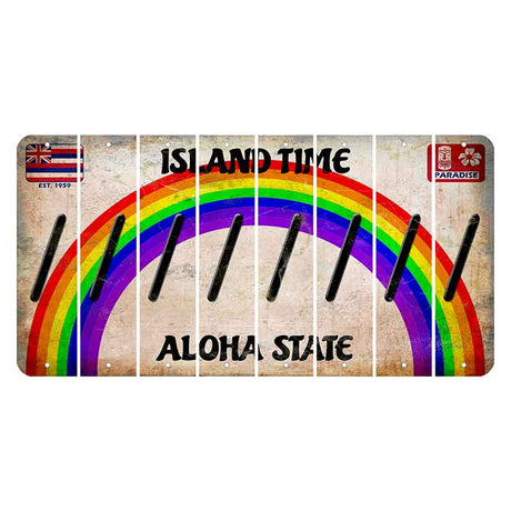 Hawaii Rainbow Island Time Cut License Plate Strips (Set of 8) Forward Slash