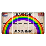 Hawaii Rainbow Island Time Cut License Plate Strips (Set of 8) Hyphen