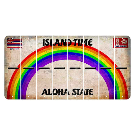 Hawaii Rainbow Island Time Cut License Plate Strips (Set of 8) Hyphen