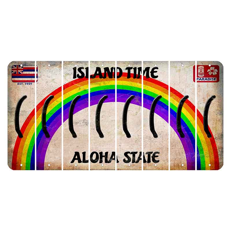 Hawaii Rainbow Island Time Cut License Plate Strips (Set of 8) Parenthesis - Left