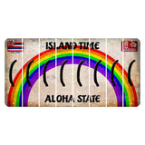 Hawaii Rainbow Island Time Cut License Plate Strips (Set of 8) Parenthesis - Left